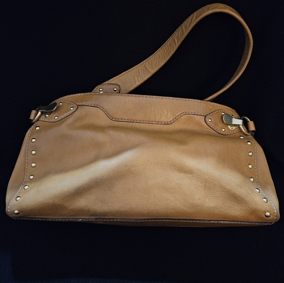Michael Kors Tan/Cognac Brown Leather Astor Studded Shoulder Bag - Picture 6 of 16